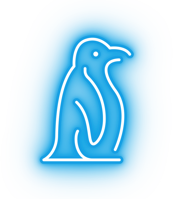 Neon blue penguin icon